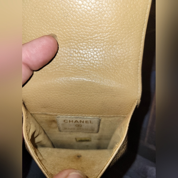 Chanel Cigarette Case Caviar Skin Beige CC - Picture 6 of 8